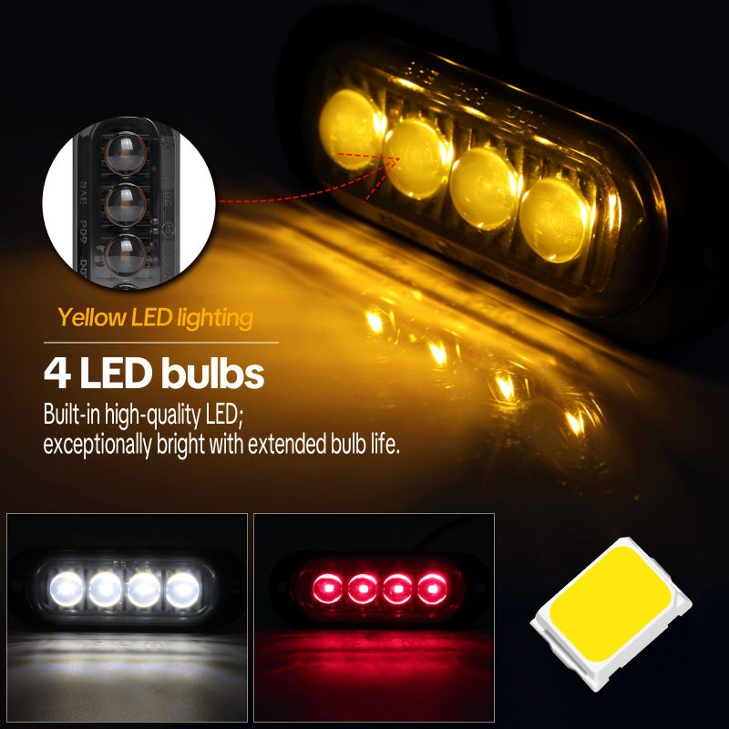 2Pcs White LED Car Truck Side Marker Lights 12 24V Smoked Shell - Image 3