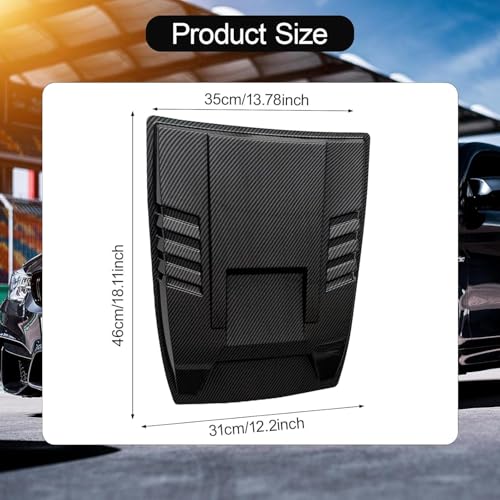 Automaze Universal Car Hood Scoop Vent – Air Intake Grille Bonnet Trim Cover, Turbo Hood Vent Decoration Accessory (Carbon Black) - Image 4