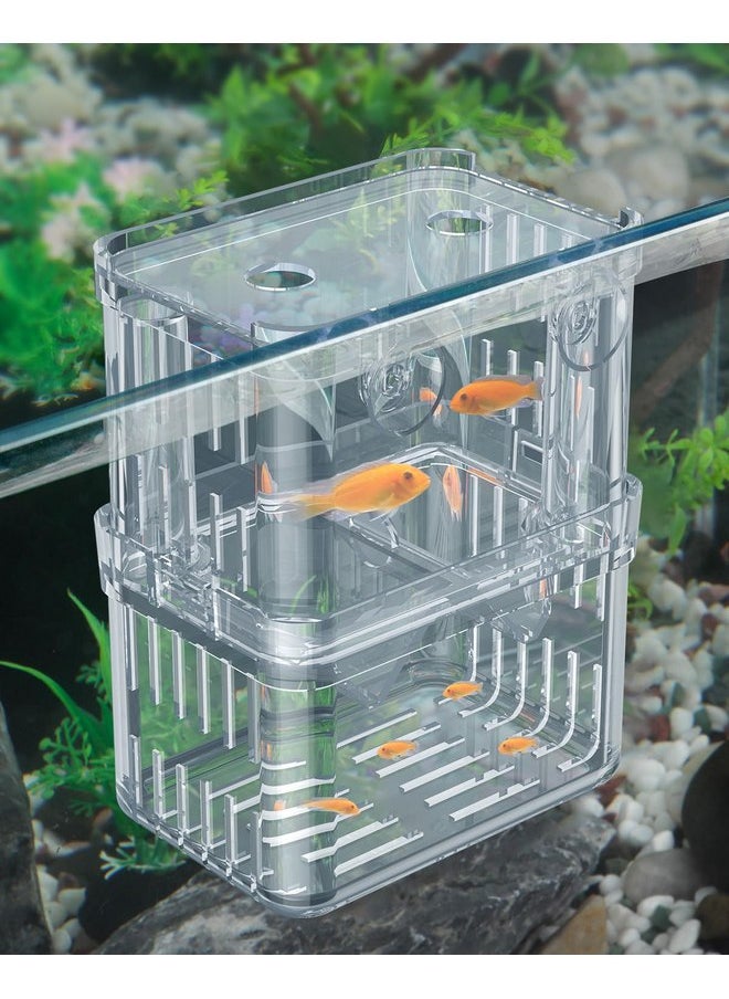 Pawfly Pawfly Aquarium Fish Breeding Box Transparent Plastic Breeder Box for Fish Tank, Fry Hatchery Incubator Hatching Box for Baby Fish Shrimp Betta Clownfish Isolation Box for Aggressive Fish Guppy, Large  - Image 1