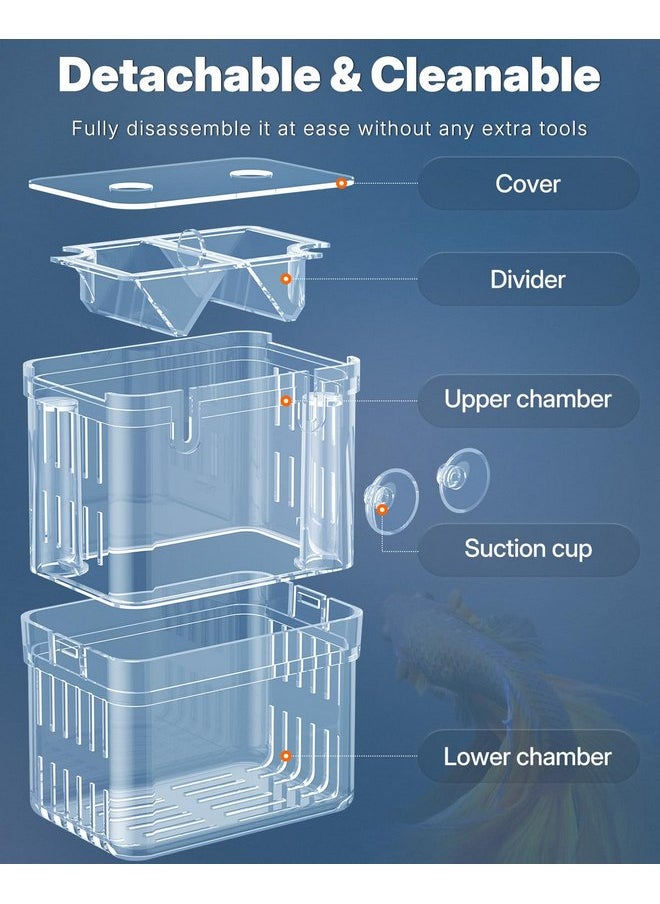 Pawfly Pawfly Aquarium Fish Breeding Box Transparent Plastic Breeder Box for Fish Tank, Fry Hatchery Incubator Hatching Box for Baby Fish Shrimp Betta Clownfish Isolation Box for Aggressive Fish Guppy, Large  - Image 5
