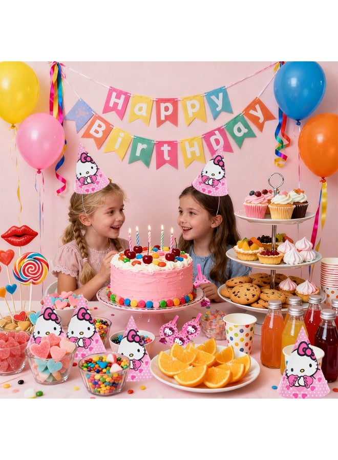 ILovhaprty Hello Kitty Party Favors, 18 Pcs Kitty Party Decorations Include Hello Kitty Party Hats, Party Blowouts and Paper Glasses, for Cute Pink Hello Kitty Birthday Party Decoration Supplies - Image 5