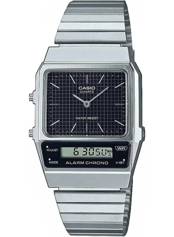 CASIO Men's Watch - AQ-800E-1ADF Black Dial, Silver Band