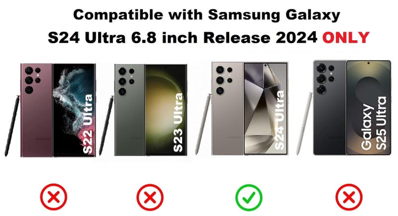 Midkart Leather Case Compatible with Samsung Galaxy S24 Ultra Hidden Kickstand Cover Hard PC with Camera Protection, Beige & Violet - Image 2