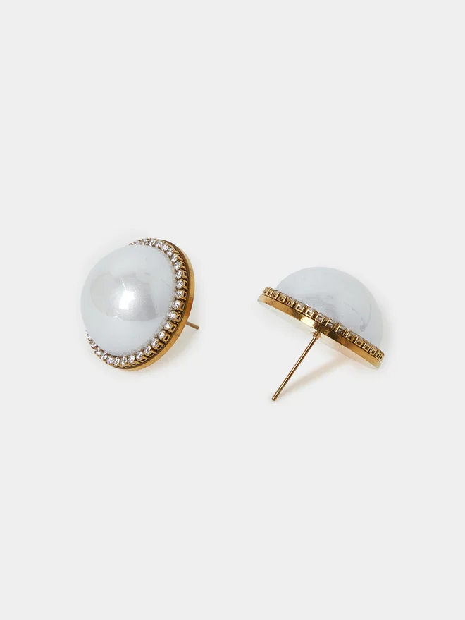 Styli  Embellished Pearl Stud Earrings for Women | Best Price UAE
