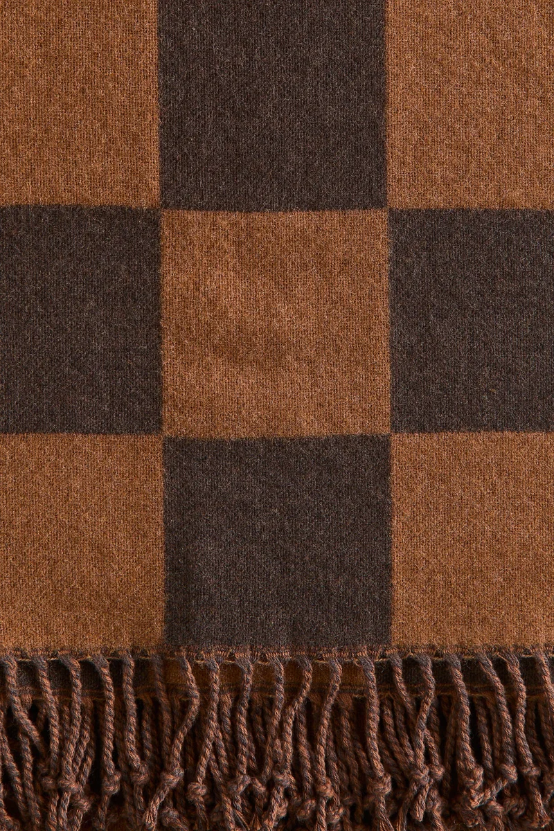 H&M Checked cotton-blend blanket