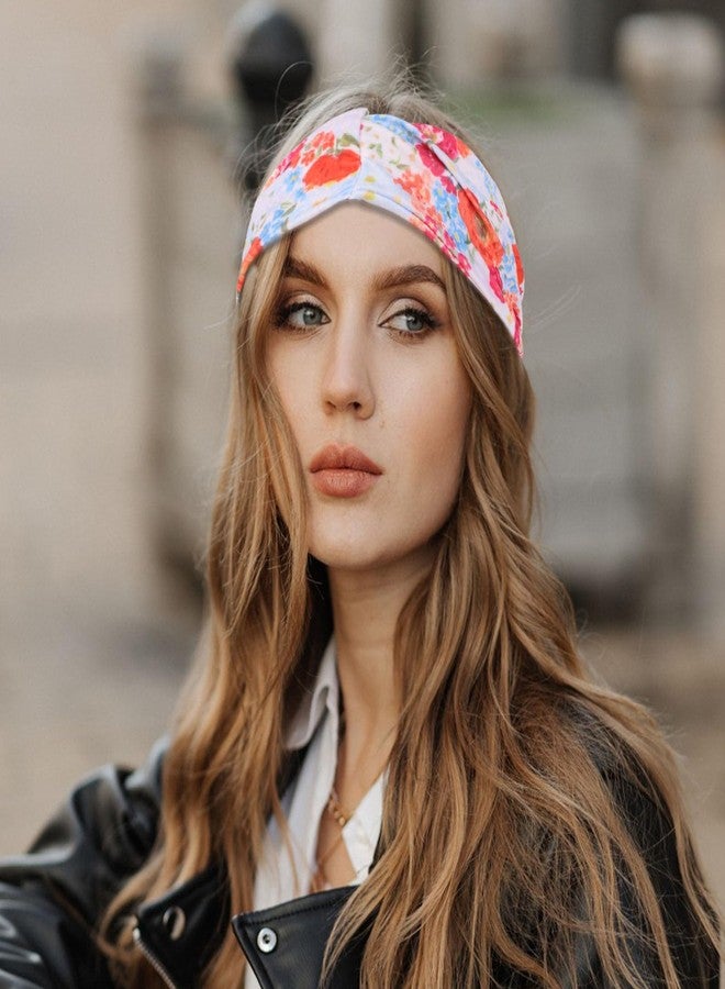كوراسا مجموعة عصابات رأس كوراسا بوهو للنساء، 4 قطع، مانعة للانزلاق، عصابات رأس عريضة معقودة، مناسبة لليوغا والتمارين الرياضية، عصابات رأس مرنة مطبوعة بالزهور، إكسسوارات شعر أنيقة، ملابس صيفية أنيقة. - Image 3