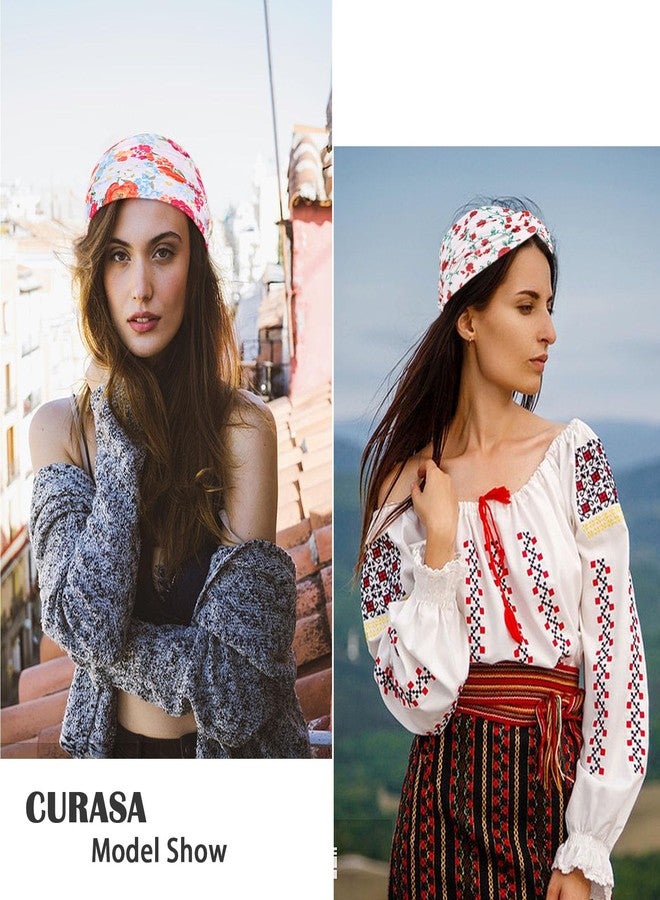 كوراسا مجموعة عصابات رأس كوراسا بوهو للنساء، 4 قطع، مانعة للانزلاق، عصابات رأس عريضة معقودة، مناسبة لليوغا والتمارين الرياضية، عصابات رأس مرنة مطبوعة بالزهور، إكسسوارات شعر أنيقة، ملابس صيفية أنيقة. - Image 5