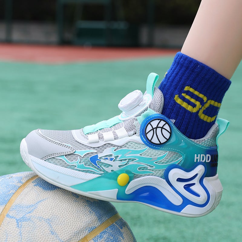 Children'S Shoes 2024 Autumn Mesh Breathable Swivel Buckle Boys Sneaker Middle And Big Children'S Hiking Shoes Lightweight Student Running Shoes - Image 1