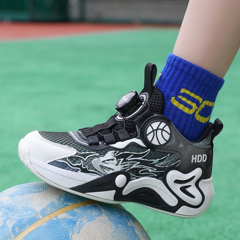 Children'S Shoes 2024 Autumn Mesh Breathable Swivel Buckle Boys Sneaker Middle And Big Children'S Hiking Shoes Lightweight Student Running Shoes - Image 4