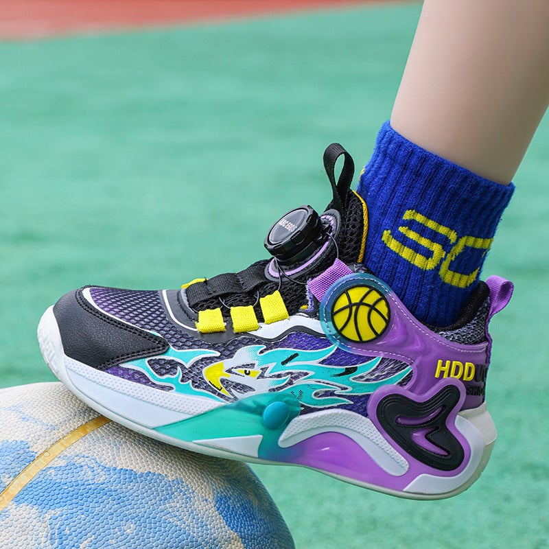 Children'S Shoes 2024 Autumn Mesh Breathable Swivel Buckle Boys Sneaker Middle And Big Children'S Hiking Shoes Lightweight Student Running Shoes - Image 5