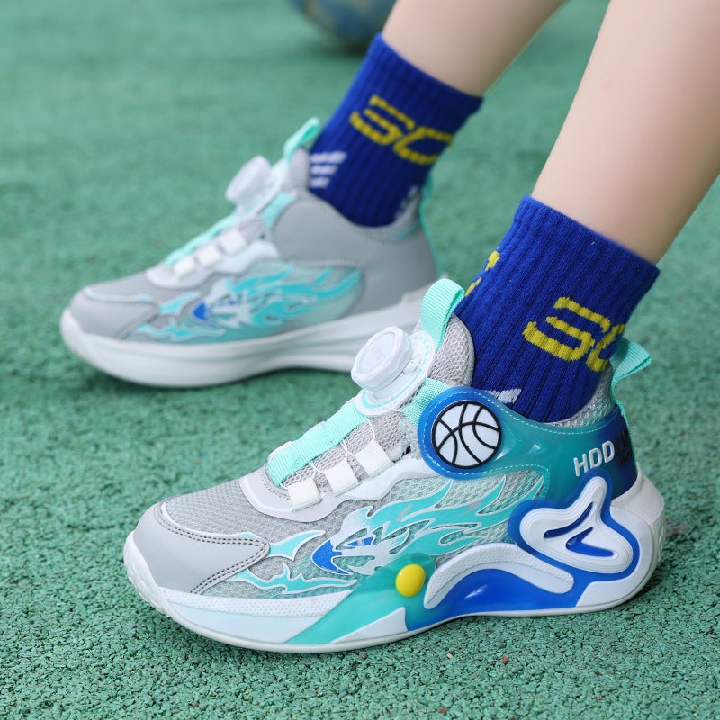 Children'S Shoes 2024 Autumn Mesh Breathable Swivel Buckle Boys Sneaker Middle And Big Children'S Hiking Shoes Lightweight Student Running Shoes - Image 2