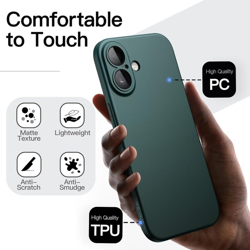 حافظة JETech الرفيعة لـ iPhone 17 مقاس 6.3 بوصة، غطاء هاتف فائق النحافة وخفيف الوزن وبسيط مع حماية عدسة الكاميرا، لمسة نهائية غير لامعة مقاومة لبصمات الأصابع (أخضر منتصف الليل) - Image 5