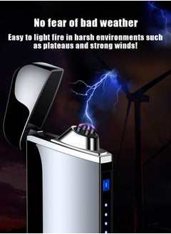 BiuTFon 2025 NEW Dual Arc Plasma Lighter Windproof USB Rechargeable Flameless Lighter with Touch Sensing Function, Rechargeable Electric Slim Lighter No Fuel for Adventure, Camping, Hiking, Traveling, etc  - Image 4