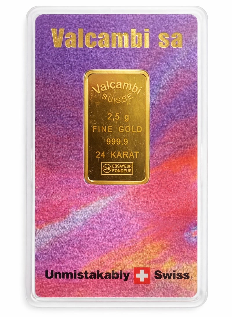valcambi Guru Jewellers Valcambi Suisse 24K Gold Bar 2.5g 999.9 Purity Swiss Made - Image 2