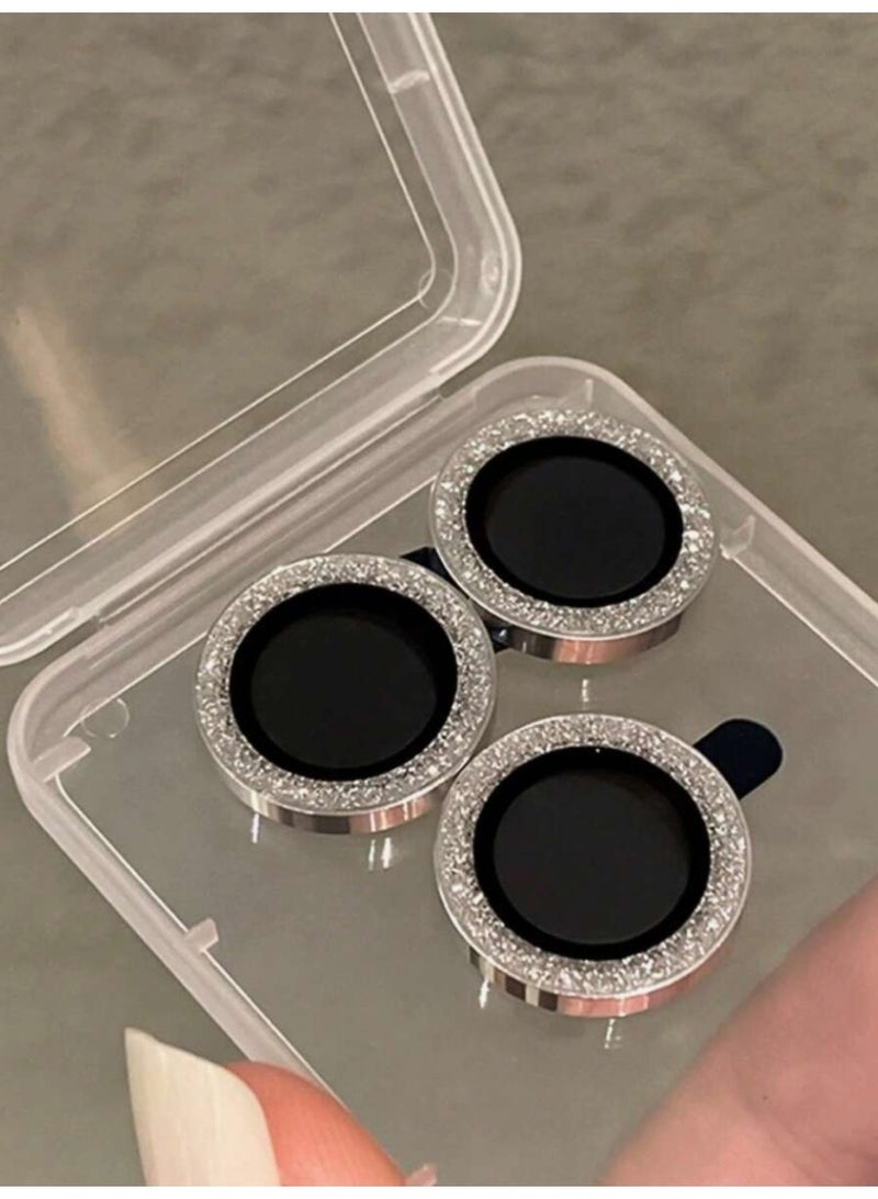 HPRT Camera Lens Protector 3 Pcs, Tempered Glass Rear Camera Cover Film For iPhone 17 Pro / 17 Pro Max, Clear Lens Guard With Silver Glitter Finish - Image 1