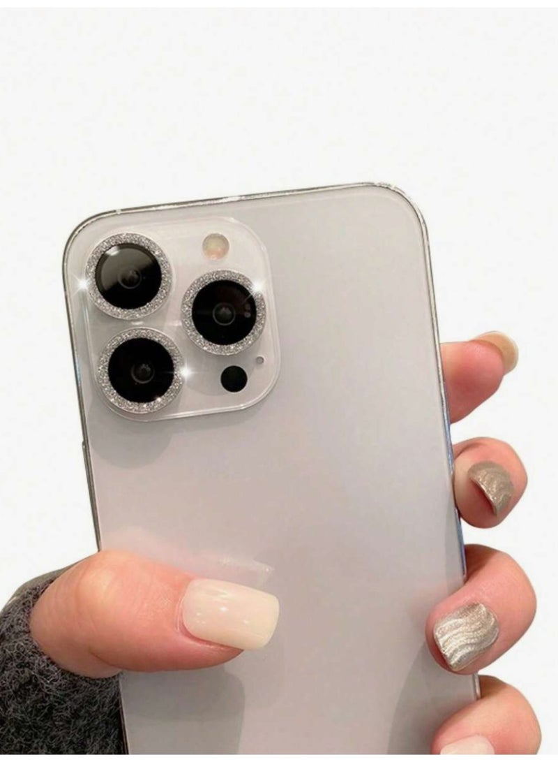HPRT Camera Lens Protector 3 Pcs, Tempered Glass Rear Camera Cover Film For iPhone 17 Pro / 17 Pro Max, Clear Lens Guard With Silver Glitter Finish - Image 2