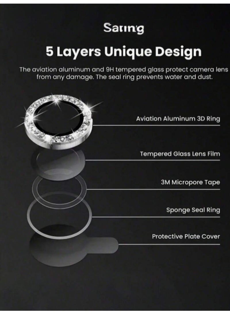 HPRT Camera Lens Protector 3 Pcs, Tempered Glass Rear Camera Cover Film For iPhone 17 Pro / 17 Pro Max, Clear Lens Guard With Silver Glitter Finish - Image 4