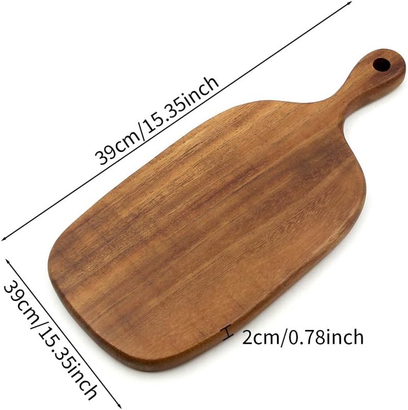 Winterworm Walnut Wood Cutting Board with HandleWooden Serving Tray Chopping Boards Charcuterie Platter Steak Plate Meat Bread Vegetable Fruit Cheese Pizza Seasoned Board for Kitchen Restaurant153x67 inch - Image 2