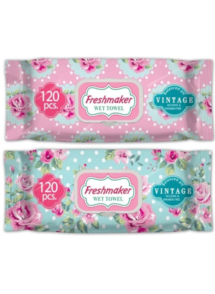 Freshmaker Vintage Wet Wipes 120 Wipes 2 Pack 