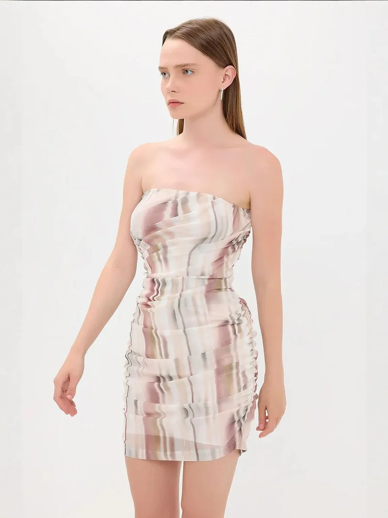 HICCUP abstract print Abstract Strapless Mini Dress for Women | Best Price UAE