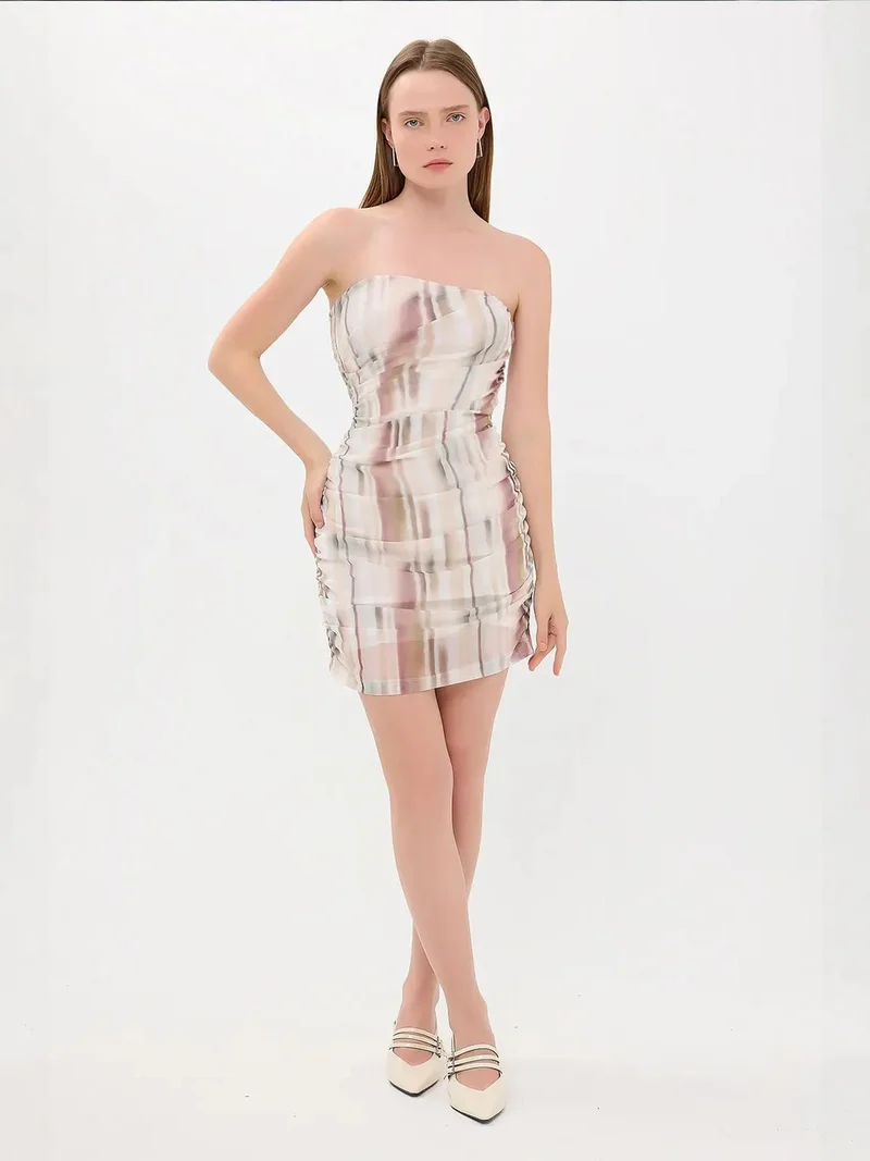 HICCUP Abstract Strapless Mini Dress