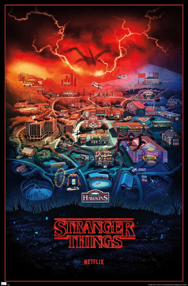 Trends International Netflix Stranger Things Season 4  Hawkins Indiana Wall Poster 22375 x 34 Premium Unframed Version
