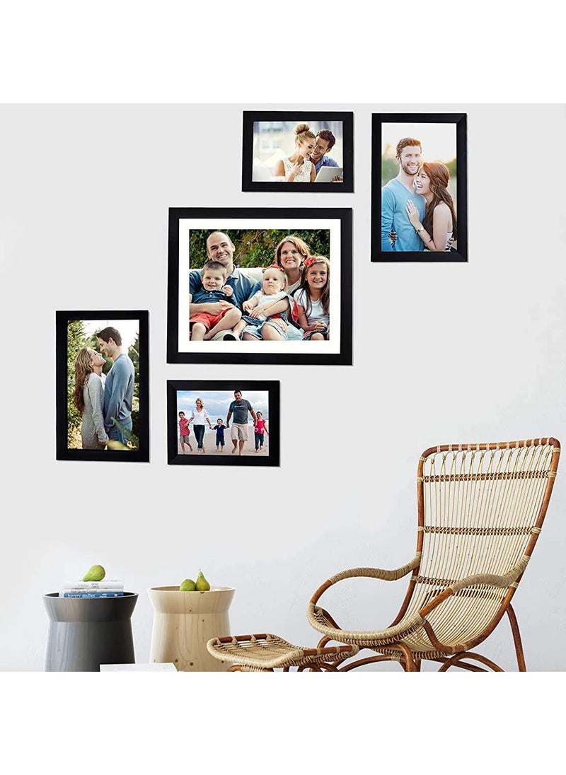 Art Street Art Street - Set of 5 Individual Black Wall Photo Frames Wall Hanging (Mix Size)(2 Units 5x7, 2 Units 6X10,1 Unit 10X12 inch)  - Image 1