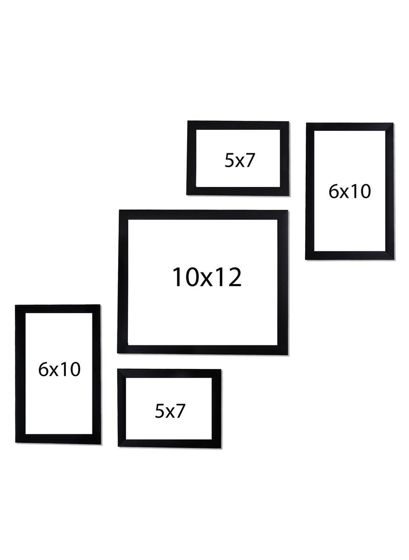 Art Street Art Street - Set of 5 Individual Black Wall Photo Frames Wall Hanging (Mix Size)(2 Units 5x7, 2 Units 6X10,1 Unit 10X12 inch)  - Image 4