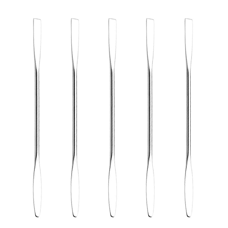 Wismee 5Pcs Makeup Spatula tool metal Set Professional Beauty Stainless Steel Cosmetics Mixer Long Metal Spatula Depotting Mixing Tool 1