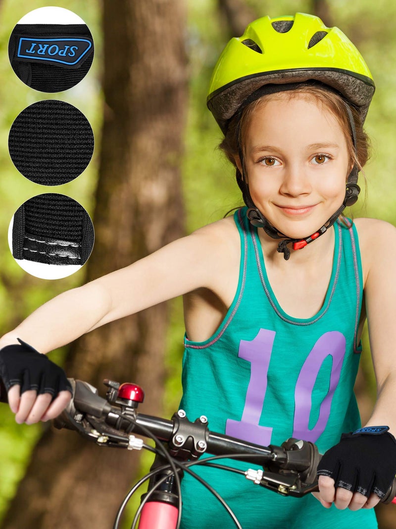 SATINIOR 4 Pairs Kids Half Finger Cycling Sport Gloves(6-10 Years, Colorful) - Image 2