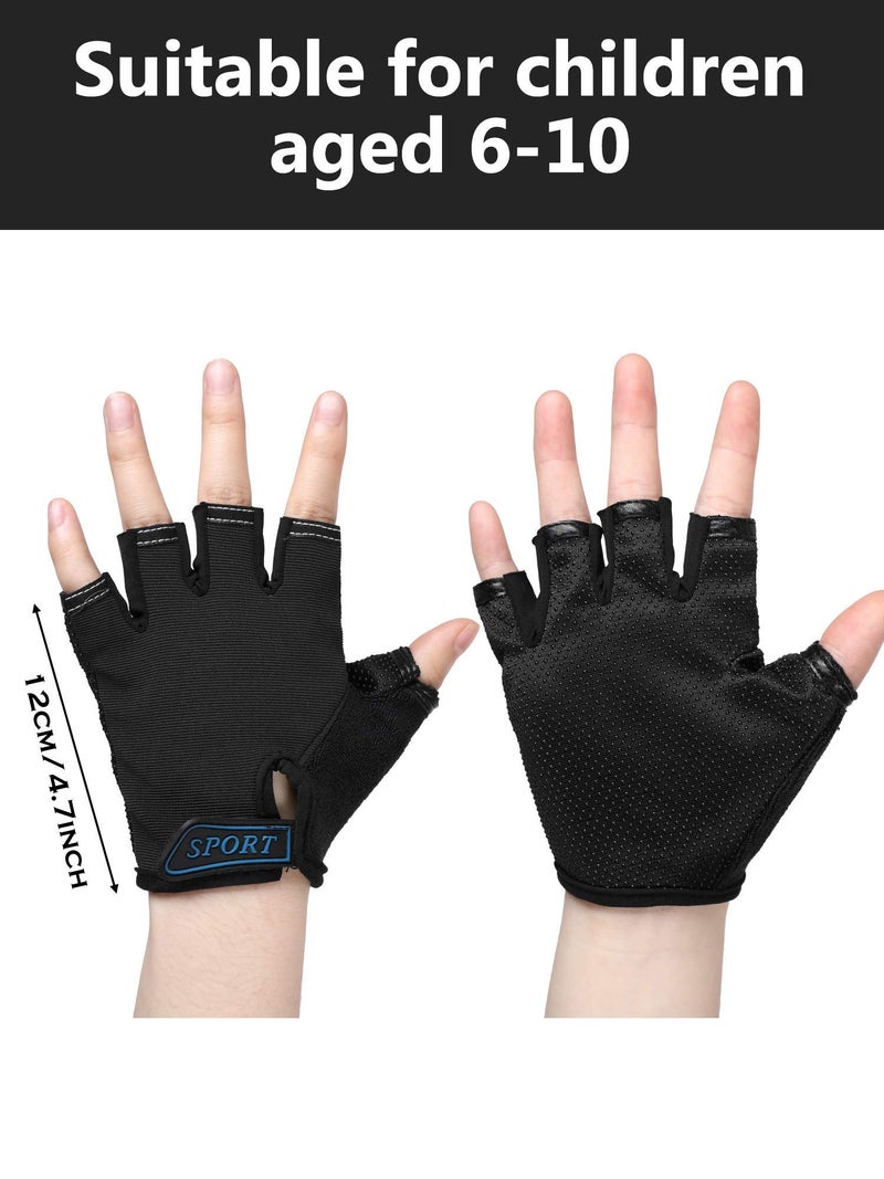 SATINIOR 4 Pairs Kids Half Finger Cycling Sport Gloves(6-10 Years, Colorful) - Image 3