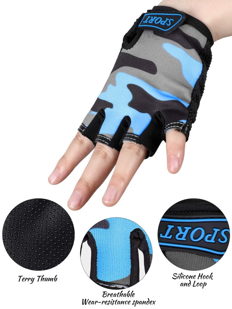 SATINIOR 4 Pairs Kids Half Finger Cycling Sport Gloves(6-10 Years, Colorful) - Image 5