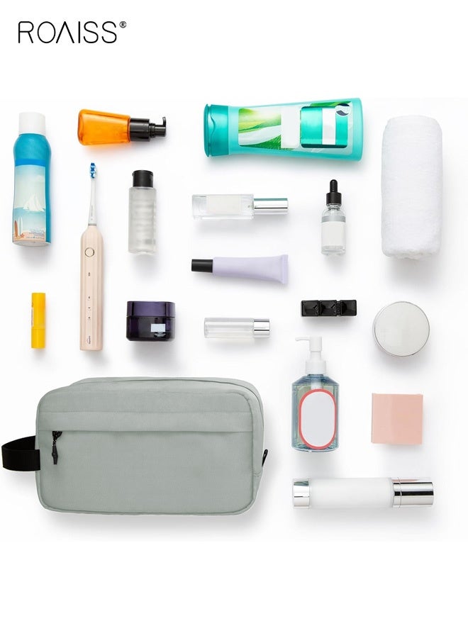 roaiss Unisex Toiletry Bag, Ultra-Lightweight Waterproof Wet/Dry Separation Toiletry Bag, Travel Handheld Storage Pouch, Large Capacity Portable Makeup Bag, Hidden Zipper Toiletry Pouch, Gray - Image 4