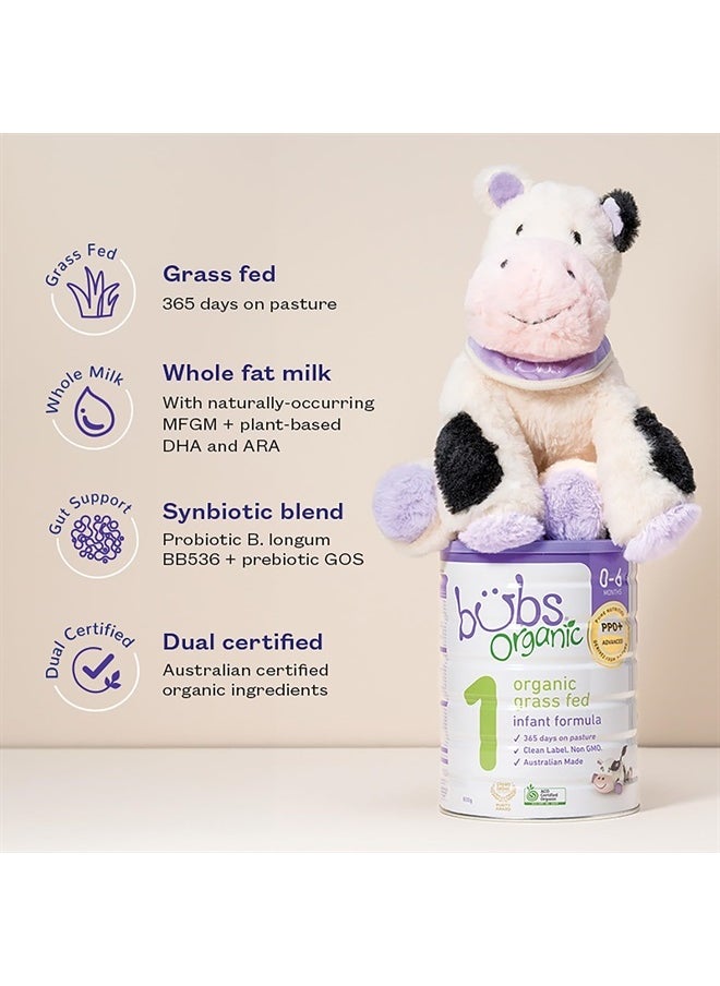 Aussie Bubs - Bubs Organic Grass Fed Infant Formula Stage 1, Infants 0-6 months, Made with Non-GMO Organic Milk, 28.2 Oz - Image 1