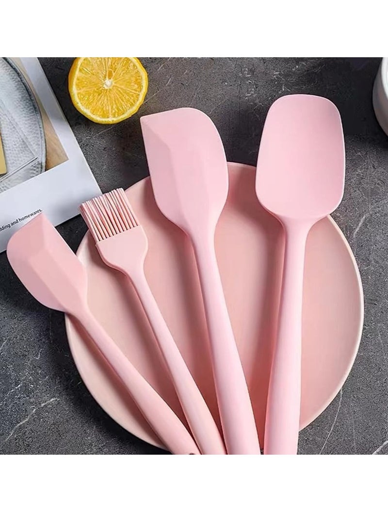 Silicone Spatula Set, 5PCS Food Grade Mixing Spatulas Heat Resistant Rubber Scraper Spatulas for Baking, Cooking, and Mixing, Non-Stick and Dishwasher Safe (Pink) - Image 2