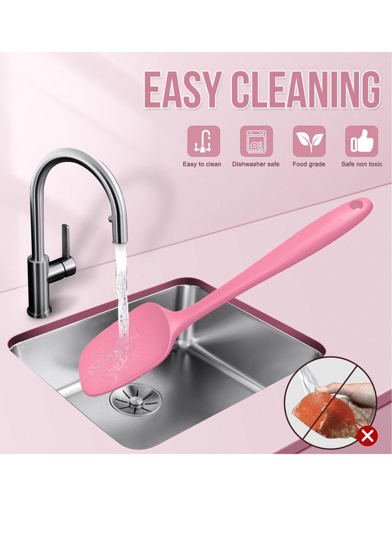 Silicone Spatula Set, 5PCS Food Grade Mixing Spatulas Heat Resistant Rubber Scraper Spatulas for Baking, Cooking, and Mixing, Non-Stick and Dishwasher Safe (Pink) - Image 5