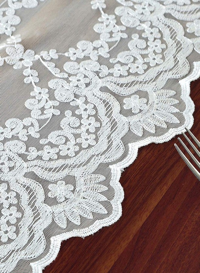 ARTABLE Rectangle Table Runner Lace Macrame Embroidered Table Runners with Exquisite Vintage Shabby Chic for Holiday Wedding Long Dinner Tables (White, 12 x 28 Inch) - Image 4