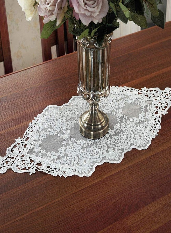 ARTABLE Rectangle Table Runner Lace Macrame Embroidered Table Runners with Exquisite Vintage Shabby Chic for Holiday Wedding Long Dinner Tables (White, 12 x 28 Inch) - Image 1