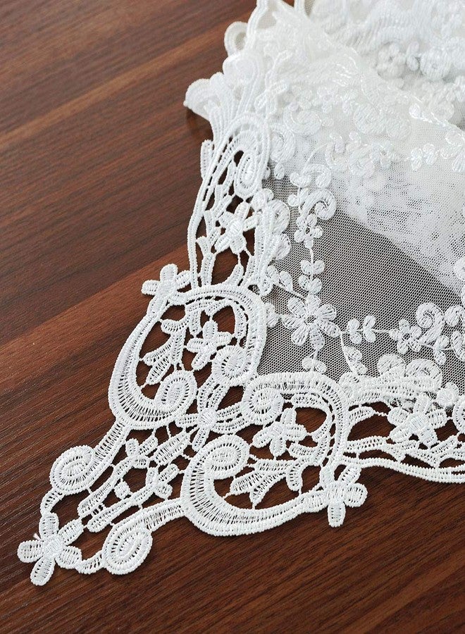 ARTABLE Rectangle Table Runner Lace Macrame Embroidered Table Runners with Exquisite Vintage Shabby Chic for Holiday Wedding Long Dinner Tables (White, 12 x 28 Inch) - Image 3