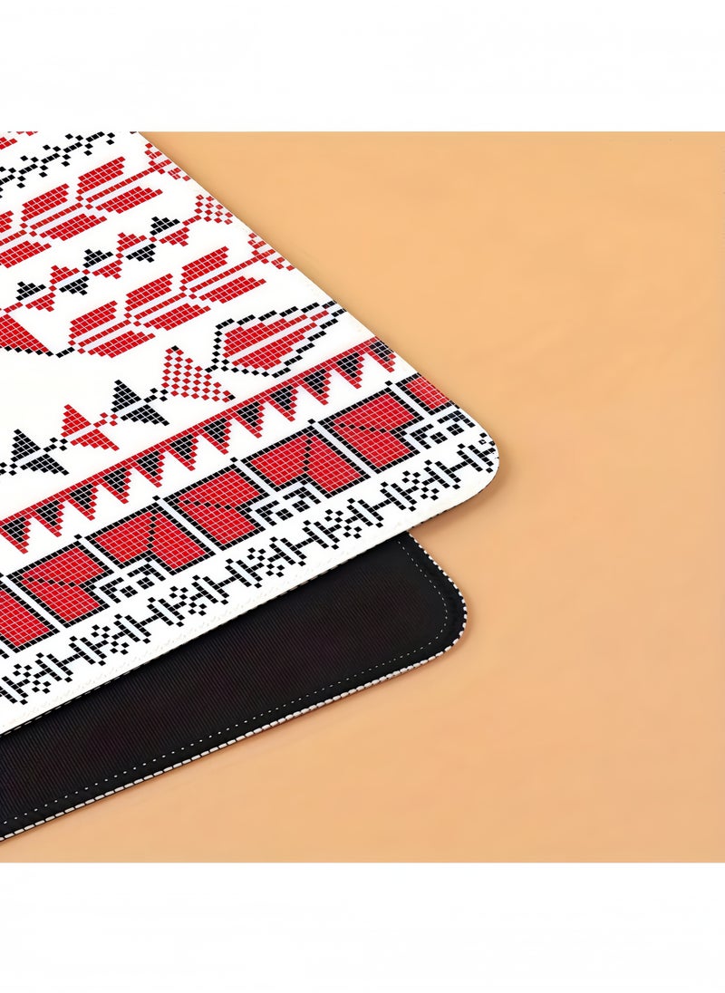 Vibrant Geometric Pattern Anti-Slip Rubber Mouse Pad - Ideal for Gaming and Office Use, Compatible with Desktop/Laptop, Red/White/Black Design, Mouse Pads for Desk 800*300mm