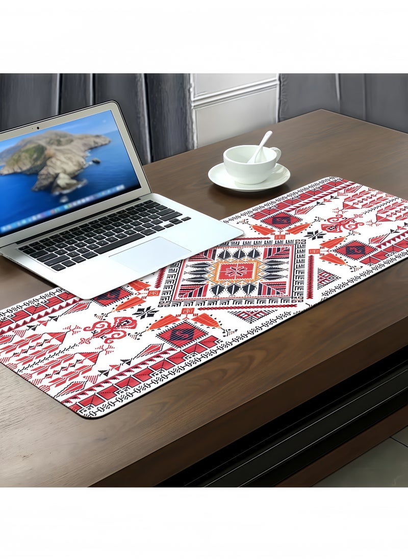 Vibrant Geometric Pattern Anti-Slip Rubber Mouse Pad - Ideal for Gaming and Office Use, Compatible with Desktop/Laptop, Red/White/Black Design, Mouse Pads for Desk 800*300mm
