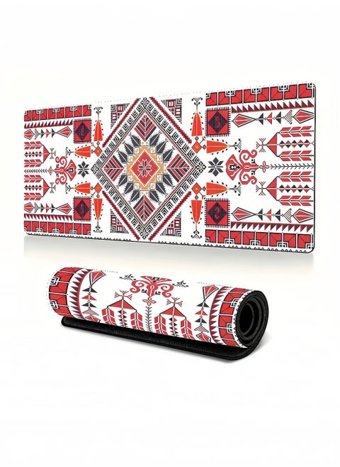 Vibrant Geometric Pattern Anti-Slip Rubber Mouse Pad - Ideal for Gaming and Office Use, Compatible with Desktop/Laptop, Red/White/Black Design, Mouse Pads for Desk 800*300mm