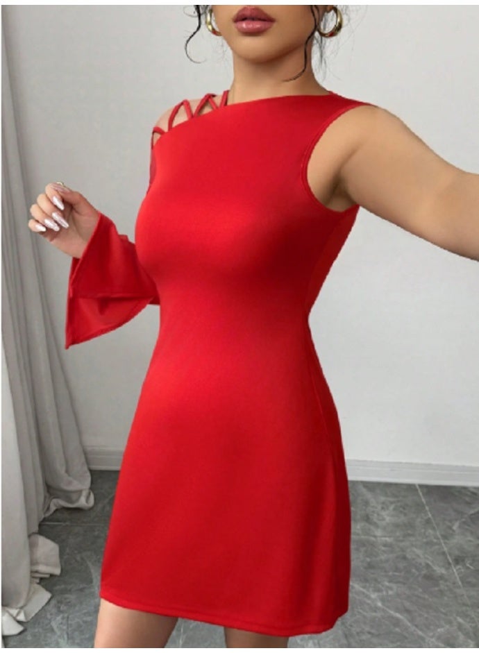 SHEIN  Women's New Solid Color Retro Red Knitted Elastic - Image 5