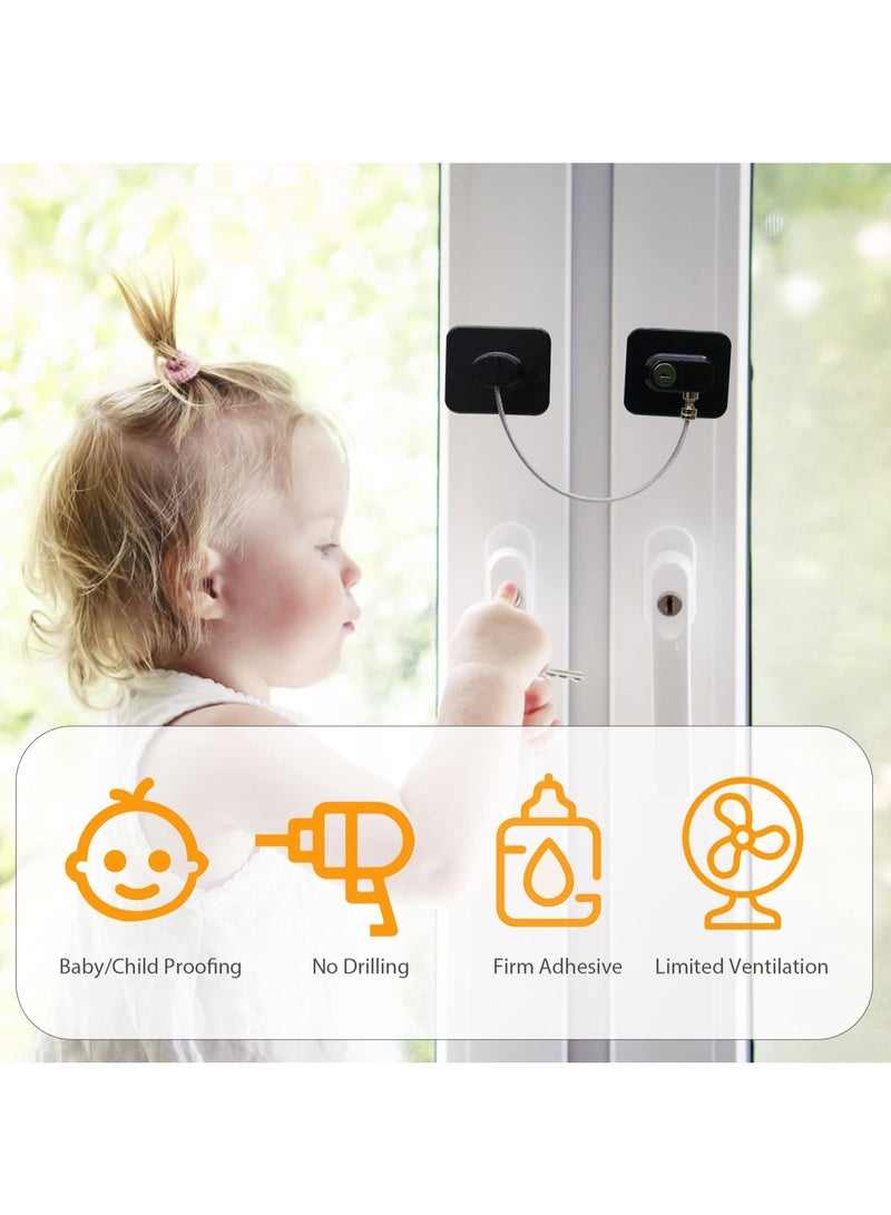 Excefore Window Door Lock Cable Restrictor with Keys, Baby Child Safety Locks, Anti-Theft Security Lock, Protection Lock Buckle Cable Catch Wire for Home Safety - Image 4