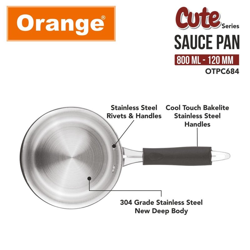 Orange Triply Cute Series Mini Saute Pan 800ml (120mm) | Ideal for Tea, Coffee, Milk & Sauces | Heavy Bottom | Induction & Gas Friendly | 2.5mm Thick Base | Cool-Touch Handle | 5 Year Warranty - Image 5