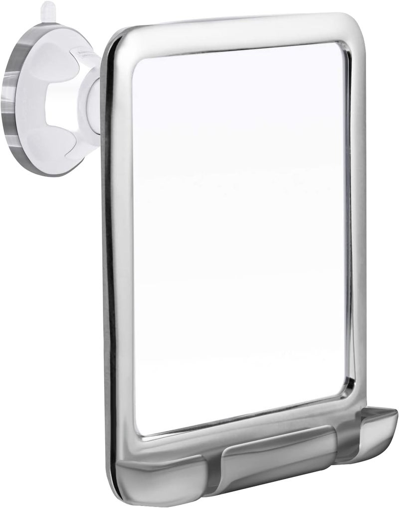 MIRRORVANA Fogless Shower Mirror for Shaving with Razor Holder and Dual Anti Fog Design  Upgraded 360 Swivel Suction Cup with Bonus Hook for Hanging  Shatterproof 8 x 7 Surface Chrome