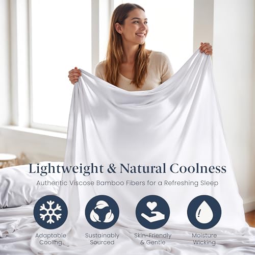 Ella Jayne Viscose Derived from Bamboo Sheets Set (4 Pieces) Queen Size, Ultra Soft & Luxuriously Cooling, Eco-Friendly Queen Sheet Set Deep Pockets 16 Inch (White) - Image 5