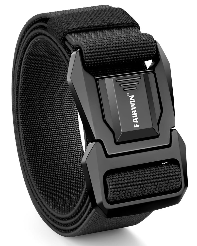 FAIRWIN Tactical Belt Men, Work Rigger Military 1.5" Stretch Nylon Web Belt with Heavy Duty Quick Release Seatbelt Buckle - Image 1
