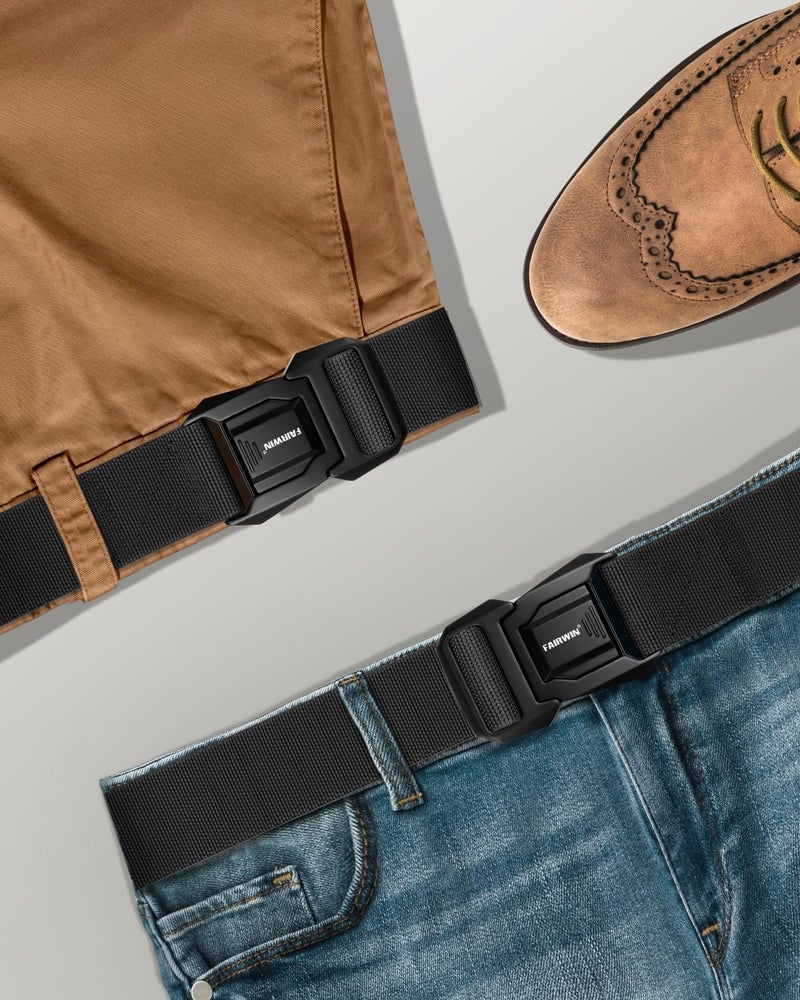 FAIRWIN Tactical Belt Men, Work Rigger Military 1.5" Stretch Nylon Web Belt with Heavy Duty Quick Release Seatbelt Buckle - Image 5