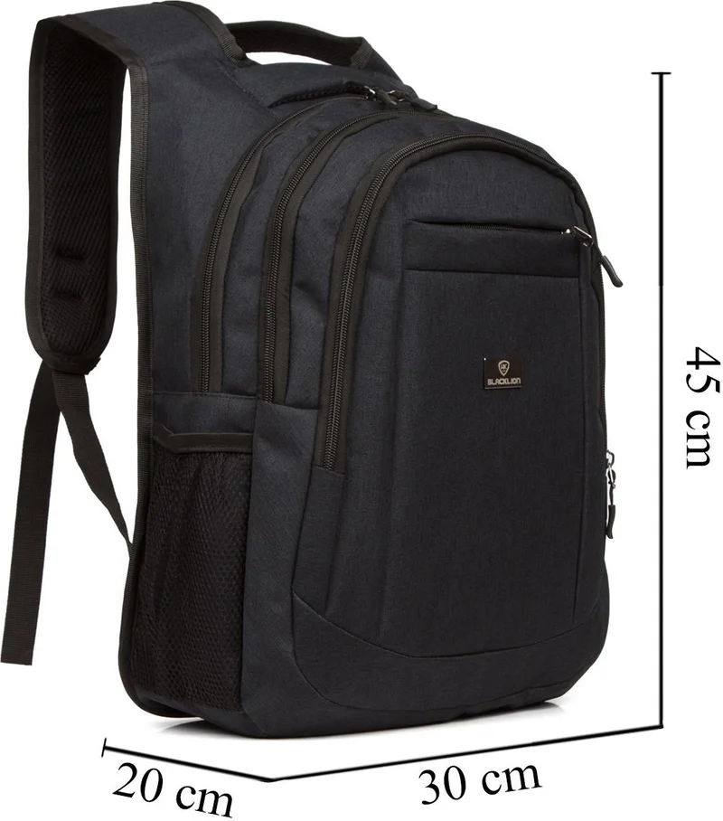 Avca Unisex Black Water Resistant Canvas Fabric Daily School and Travel Backpack with Adjustable Shoulder Strap